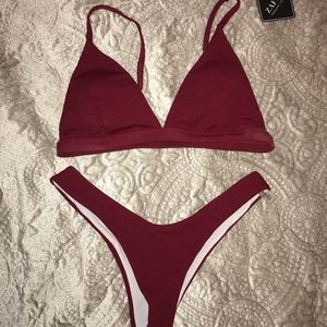 NWT Size Small Zaful Thong Bikini in Red Wine